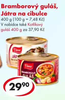 CBA Bramborový guláš, Játra na cibulce nabídka
