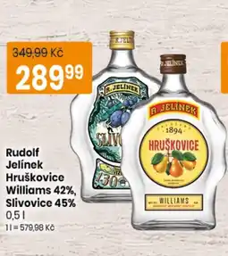 TEMPO Rudolf Jelínek Hruškovice Williams 42%, Slivovice 45% nabídka