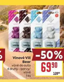 Billa Vínové Vill Bear vůně do auta 4 druhy - barvy/ vůně 1ks nabídka