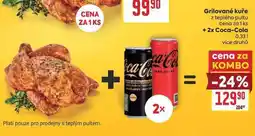 Billa Grilované kuře z teplého pultu cena za 1 ks + 2x Coca-Cola 0,33l nabídka