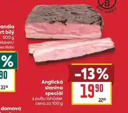 Billa Anglická slanina speciál z pultu lahůdek cena za nabídka