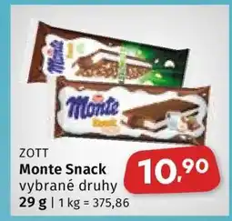 Coop Zott Monte Snack nabídka