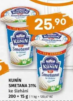 Coop Kunín Smetana 31% nabídka