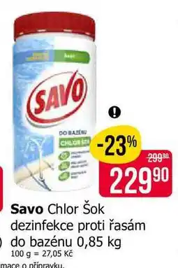 Teta Savo Chlor Šok dezinfekce proti řasám Odo bazénu nabídka