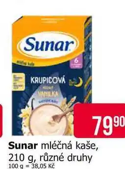 Teta Sunar mléčná kaše, 210 g, různé druhy nabídka