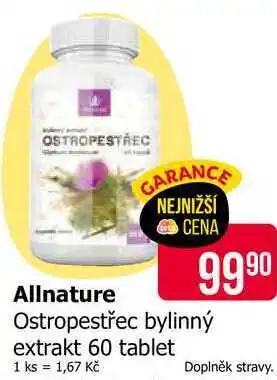 Teta Allnature Ostropestřec bylinný extrakt 60 tablet nabídka