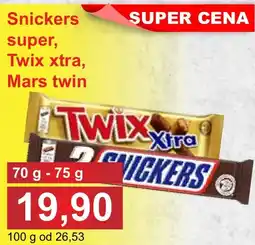 PLUS JIP Snickers super, Twix xtra, Mars twin nabídka