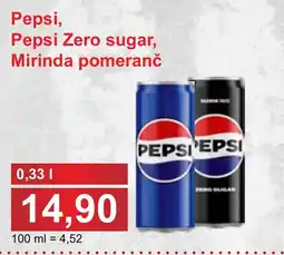 PLUS JIP Pepsi, Pepsi Zero sugar, Mirinda pomeranč nabídka