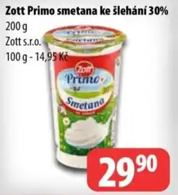 Partner Maloobchodní síť ZOTT Primo smetana ke šlehání 30% nabídka