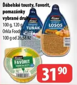 Partner Maloobchodní síť Ďábelské tousty, Favorit, pomazánky vybrané druhy nabídka