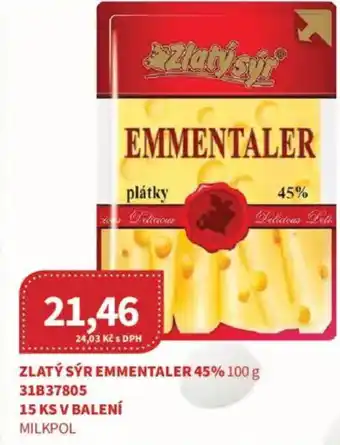 Kubík potraviny Zlatý sýr emmentaler 45% nabídka