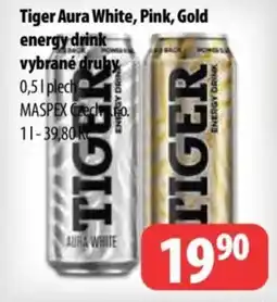 Partner Maloobchodní síť Tiger aura white, pink, gold energy drink vybrané druhy nabídka