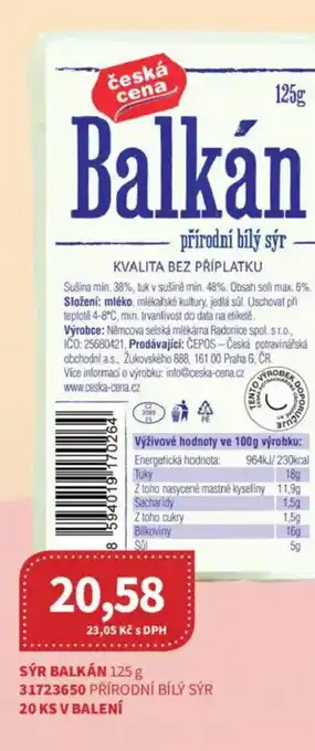 Kubík potraviny Sýr balkán nabídka