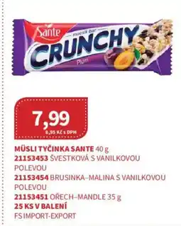 Kubík potraviny Müsli tyčinka sante nabídka