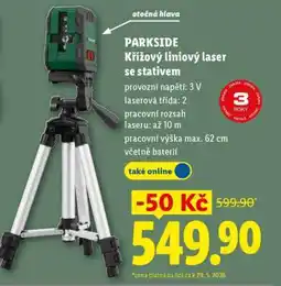 Lidl PARKSIDE KŘÍŽOVÝ LINIOVÝ LASER SE STATIVEM nabídka