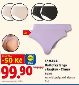 Lidl ESMARA Kalhotky tanga s krajkou – 2 kusy nabídka