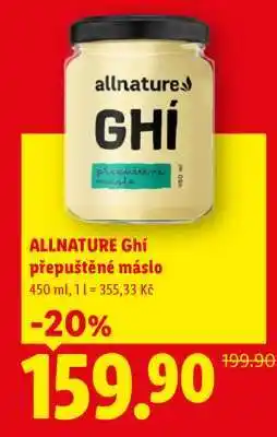 Lidl Allnature Ghí přepuštěné máslo nabídka