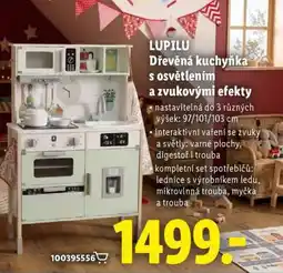 Lidl LUPILU Dřevěná kuchyňka s osvětlením a zvukovými efekty nabídka