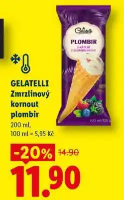 Lidl GELATELLI Zmrzlinový kornout plombir nabídka