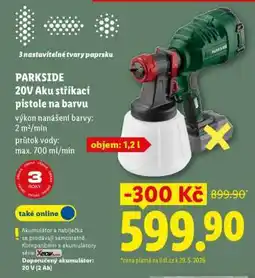 Lidl PARKSIDE 20V Aku stříkací pistole na barvu nabídka
