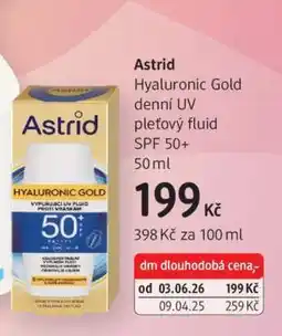 dm drogerie Astrid Hyaluronic Gold denní UV pleťový fluid SPF 50+ nabídka