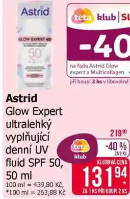 Teta Astrid Glow Expert ultralehký vyplňující denní UV fluid SPF 50, 50 ml nabídka
