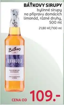 Rossmann Báťkovy sirupy nabídka