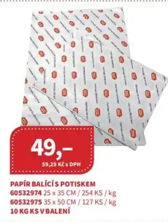 Kubík potraviny Papír balící s potiskem nabídka