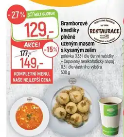 Globus Bramborové knedlíky plněné uzeným masem s kysaným zelím nabídka