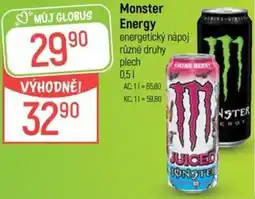Globus Monster Energy energetický nápoj nabídka