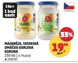 Penny Market Majonéza, tatarská omáčka Karlova Koruna nabídka