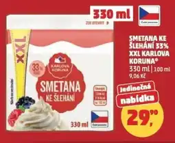 Penny Market Smetana ke šlehání 33% xxl karlova koruna nabídka