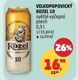 Penny Market Velkopopovický kozel 10 světlé výčepní plech nabídka
