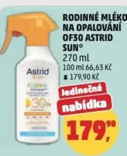 Penny Market Rodinné mléko na opalování of30 ASTRID sun nabídka