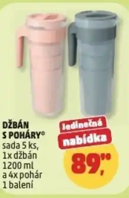 Penny Market Džbán s poháry sada 5 ks, 1x džbán a 4x pohár nabídka