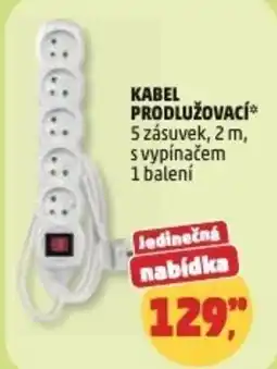 Penny Market Kabel prodlužovací 5 zásuvek, s vypínačem nabídka