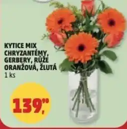 Penny Market Kytice mix chryzantémy, gerbery, růže oranžová, žlutá nabídka