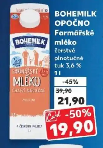 Kaufland BOHEMILK OPOČNO Farmářské mléko nabídka
