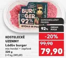 Kaufland Kostelecké uzeniny Ládův burger mix hovězí + vepřové nabídka