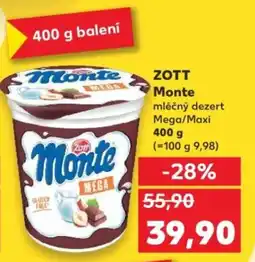 Kaufland ZOTT Monte mléčný dezert Mega/Maxi nabídka