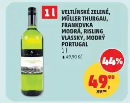 Penny Market VELTLÍNSKÉ ZELENÉ, MÜLLER THURGAU, FRANKOVKA MODRÁ, RISLING VLASSKY, MODRÝ PORTUGAL nabídka