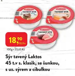 MP Krásno Sýr tavený Laktos 45 t.v s. klasik, se šunkou, s uz. sýrem a cibulkou nabídka