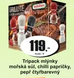 Adam Tripack mlýnky mořská sůl, chilli papričky, pepř čtyřbarevný nabídka