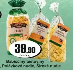 Adam Babiččiny těstoviny Fleky, Polévkové nudle, Široké nudle nabídka