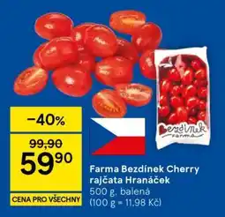 Tesco Farma Bezdínek Cherry rajčata Hranaček nabídka