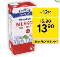 Tesco Jihočeské trvanlivé mléko plnotučné nabídka