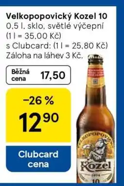 Tesco Velkopopovický Kozel 10 nabídka