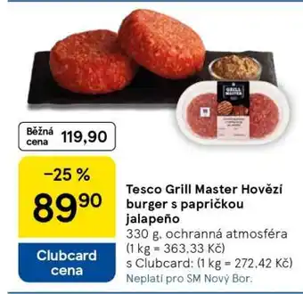 Tesco Tesco Grill Master Hovězí burger s papričkou Jalapeño nabídka