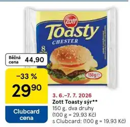 Tesco Zott Toasty sýr nabídka