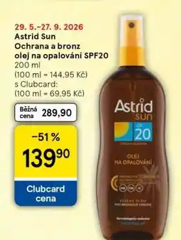 Tesco Astrid Sun Ochrana a bronz olej na opalování SPF20 nabídka